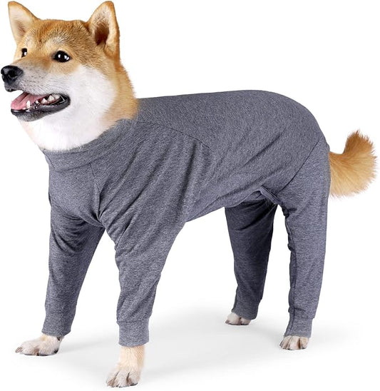 Dog Recovery Suit, Abdominal Wound After Surgery Wear, Prevent Licking Wounds, E-Collar & Cone Alternatives, Long Sleeve Postoperative Shirts Dog Bodysuit Prevent Shedding(2XL, Grey)