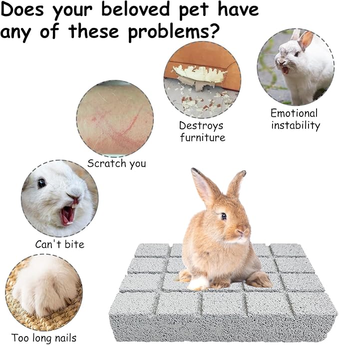 Hamiledyi 6PCS Rabbit Scratching Pads Bunny Lava Grinding Claw Pads Small Animal Foot Pads Hamster Scratch Board Chew Toys for Gerbil Chinchilla Hedgehog Guinea Pig Cage Accessories