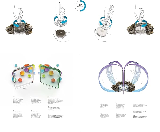 biOrb Classic 60 Acrylic 16-Gallon Aquarium with White LED Lights Modern Tank for Tabletop Display, Black