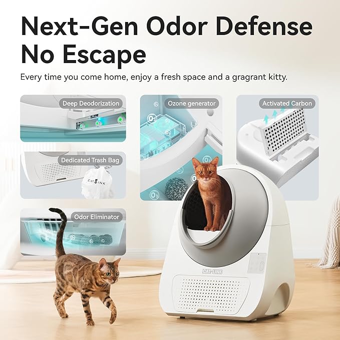 CATLINK 2025 New Ultra Self Cleaning Litter Box with AI Camera, 5G WiFi Automatic Cat Litter Box Self Cleaning for Multi-cat, APP Health Monitor, Pinch-Free Robot Cat Litterbox with Cleaning Brush
