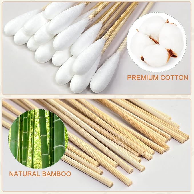 200-Pack of Long, Large Dog Ear Swabs with Bamboo Sticks: Perfect for Dog Ear Cleaning and Infection Treatment. Gentle, Effective, and Eco - Friendly for Pet Hygiene
