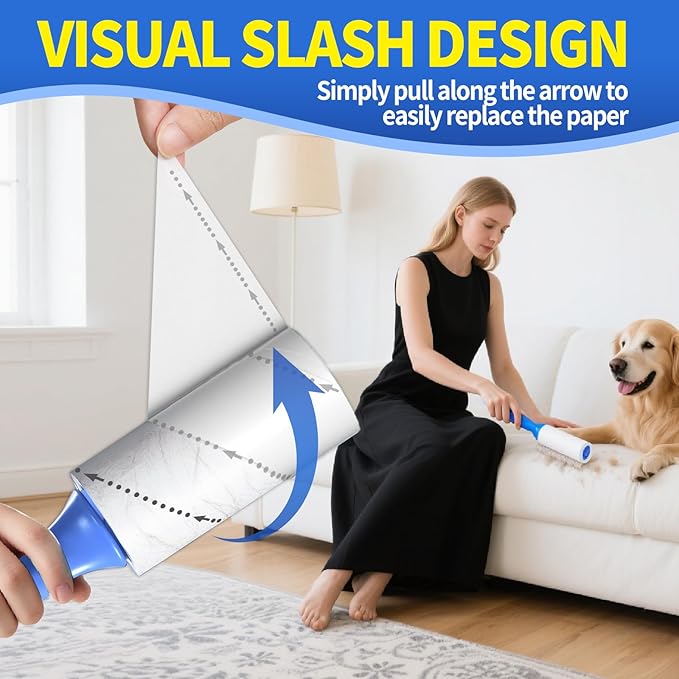 lint Rollers for pet Hair Extra Sticky Heavy Duty Lent Roller for Dog and Cat Remover for Couch Clothes Furniture Furniture Carpet Animal Fur Fuzz Mega Value Set Refills 960Sheets 8Pack