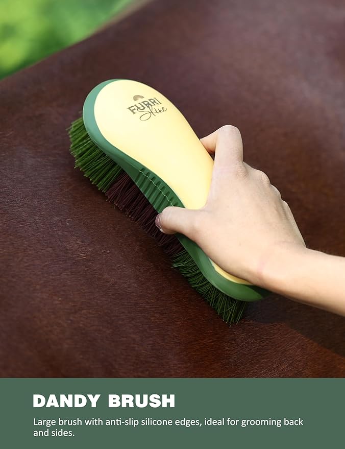 9PCS Horse Grooming Kit Curry Comb Sweat Scraper Horse Bathing Supplies Grooming Tools with Storage Bag Pasture Glow