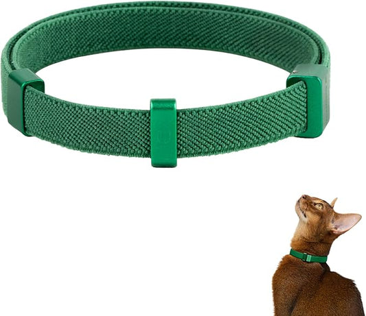 Safety Cat Collar Pro, Lightweight Elastic Release Non Breakaway Cat Collar Adjustable with Snap Fastener for Kitten All Small Large Cats, US IDA Gold Award (Alpine Green, S 5.9-11.8")