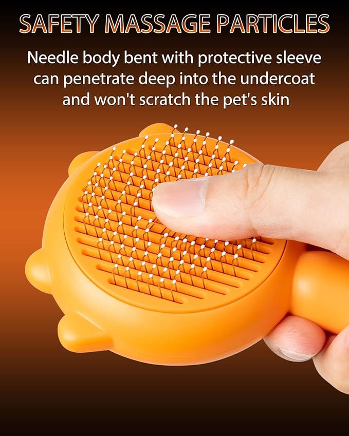 Pet Demon Brush, Cute Self Cleaning Slicker Brush for Dogs Cats Puppy Rabbit, Professional Pet Grooming Hair Removal Tool for Short & Long Hair