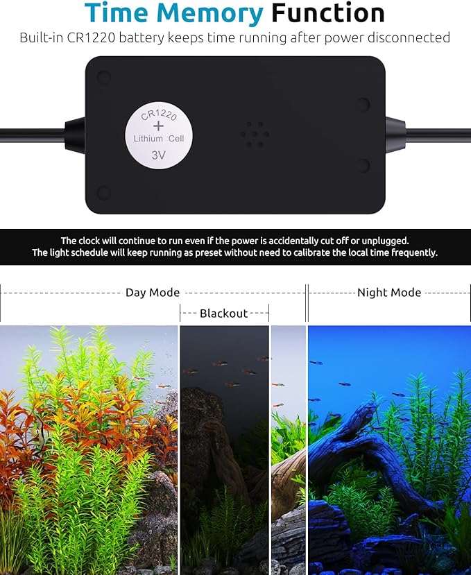Aquarium Plant Light, 24/7 Programmable, Power-Off Memory, 7-Row LED 18-24in SEAOURA Full Spectrum Fish Tank Lights, 8 Colors, 20 Brightness Dimmable, Day & Night Cycle, Adjustable Bracket