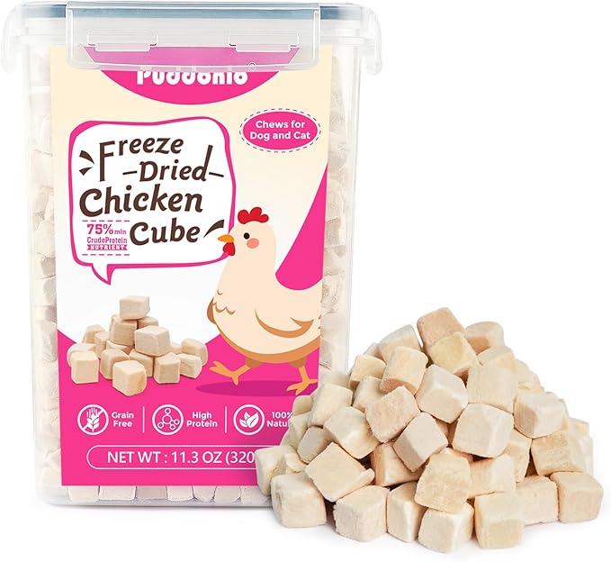 Freeze Dried Cats & Dogs Raw Treats, All Natural Single Ingredient Chicken Breast, High Protein Healthy Pet Training Treats or Food Topper, 11.3 oz