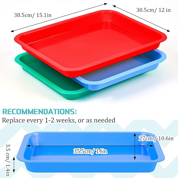 Tessco for you 3 Pcs Open Small Kitten Litter Box Rabbit Pan Waterproof Plastic Litter Tray Travel Toilet for Cats Bunny Guinea Pig Small Pet, Easy Clean(Fresh Color,15.1 x 12 x 1.4 Inch)