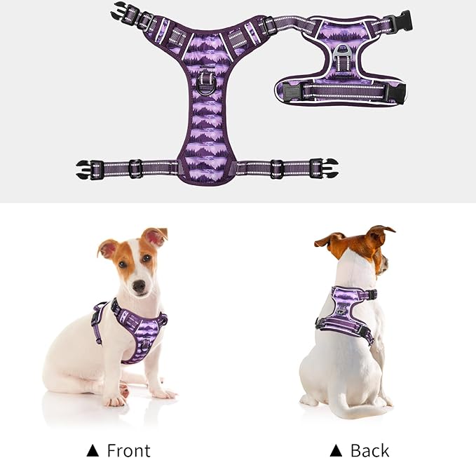 Timos Dog Harness,No-Pull Pet Harness Adjustable Soft Padded Dog Vest,Reflective No-Choke Pet Oxford Vest with Easy Control Handle for X-Small Dogs,Moon Night,XS