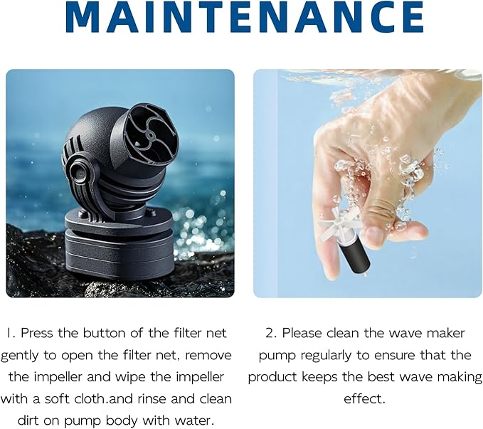 FREESEA Aquarium Powerhead Wave Maker: 1050 GPH Circulation Wavemaker Pump - 360° Adjustable Power Head with Magnetic Suction for 1-55 Gallon Fish Tank | Saltwater | Freshwater