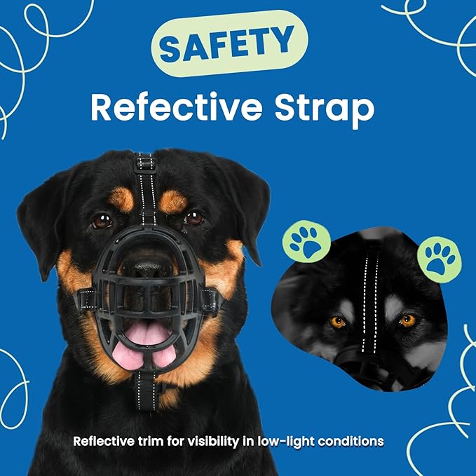 BARKLESS Dog Muzzle, Soft Basket Silicone Muzzle for Dogs to Prevent Biting and Chewing, Breathable Cage Mouth Cover for Training, Allows Drinking and Panting, Used with Collar