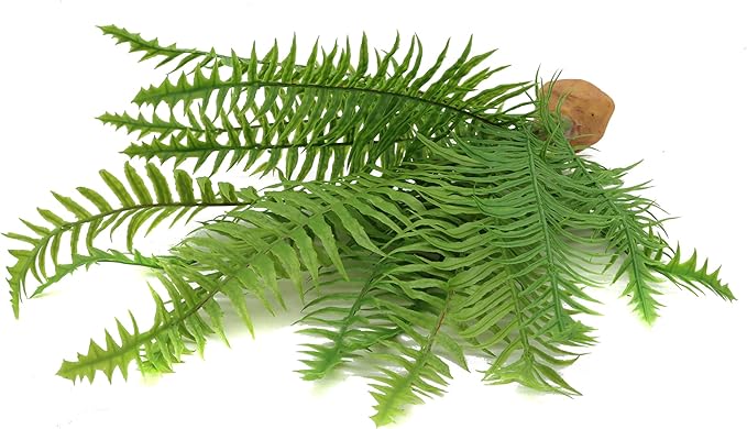 JIHAQUA Fake Fern Plants, Reptile Plastic Terrarium Decor, Reptiles Amphibians Tank Accessories for Crested Gecko Leopard Lizard Chameleon (Fern-L)