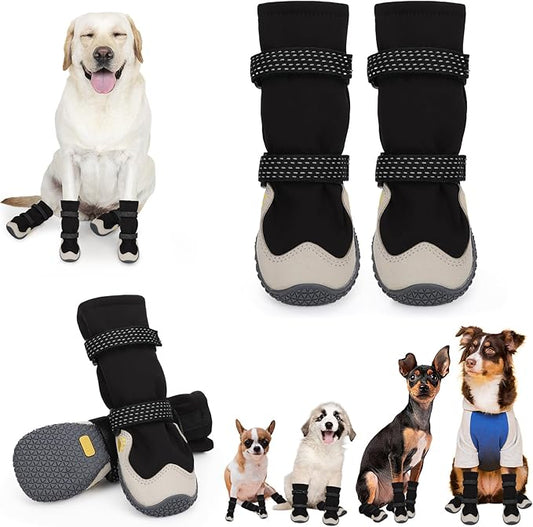 Dog Shoes for Large Small Medium Dogs, Dog Snow Boots Winter, Dog Booties and Paw Protectors to Prevent Licking, Anti-Slip Dog Shoes with Reflective for Hot Pavement,Hardwood Floors, Hiking (Size 3)