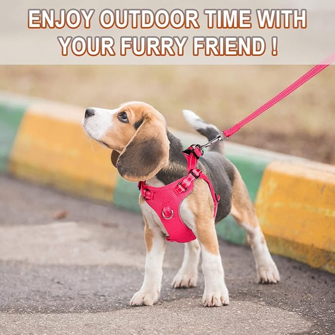 Dog Harness Step in Dog Vest Harness, Reflective Adjustable Puppy No Pull Harness Breathable Soft for Small and Medium Dogs Cats, Pink, S