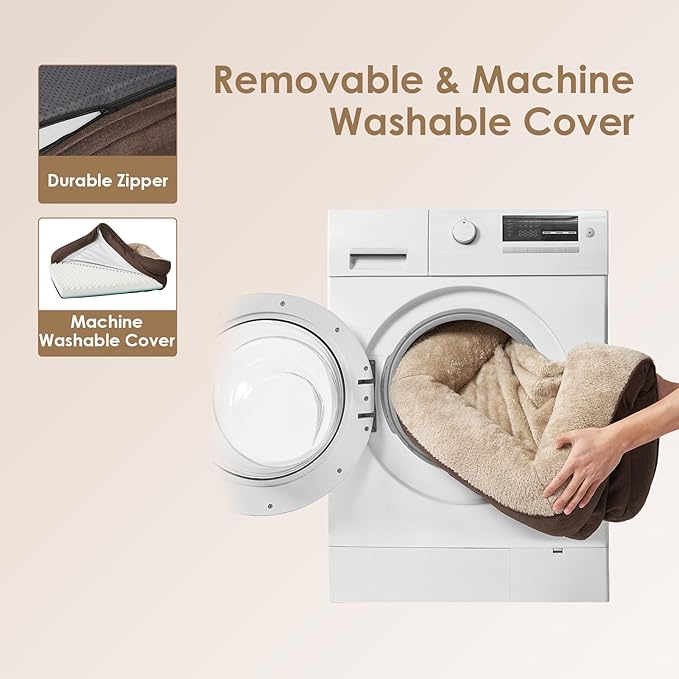 EHEYCIGA Memory Foam Dog Bed for Large Sized, Orthopedic Dog Sofa with Sides and Waterproof Liner, Washable Bolster Pet Bed Couch with Removable Cover, 36x27x7 Inch, Brown