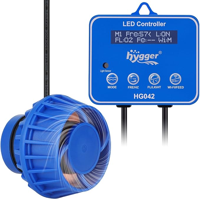 hygger Freshwater Saltwater Aquarium Wave Maker with Controller, Adjustable Flow Magnetic DC 24V Powerhead Circulation Pump 6 Wave Modes for 75-220 Gallon Coral Reef Tank 3400gph