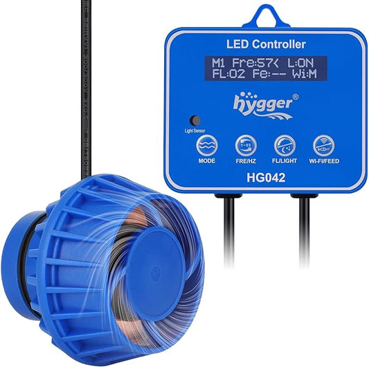 hygger Freshwater Saltwater Aquarium Wave Maker with Controller, Adjustable Flow Magnetic DC 24V Powerhead Circulation Pump 6 Wave Modes for 75-220 Gallon Coral Reef Tank 3400gph