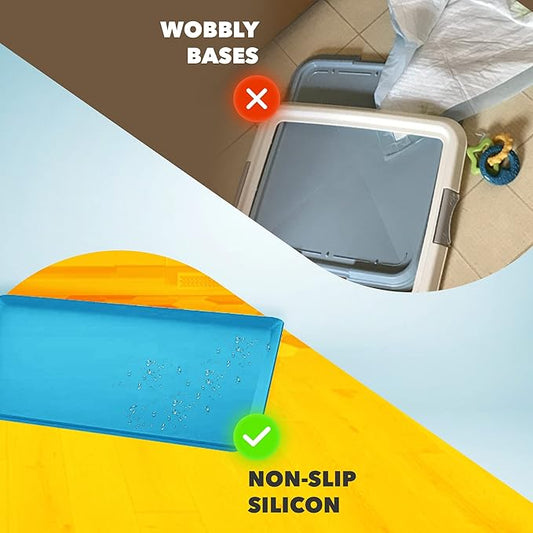 TidyFriend 2 Pack Dog Pee Pad Holder Tray Fits for 24” x 24” Wee Wee Pee Pads - Stable Grip, Raised Edges, Quick-Wipe Silicone Surface Dog Potty Tray Holder for Indoor Flooring Protection (Dark Blue)