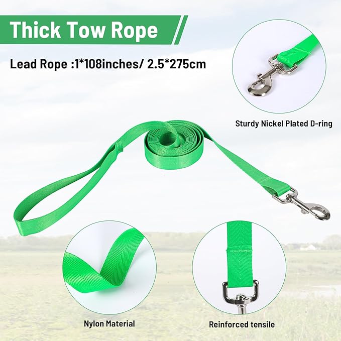 XUANNIAO Easily Adjustable Figure 8 Cow Halter, Double-Ply Premium Livestock Cattle Halters, Colorful Cow Utility Calf Halter with Leading Rope for Miniature Horse Donkey Goat Foal (Small, Green)