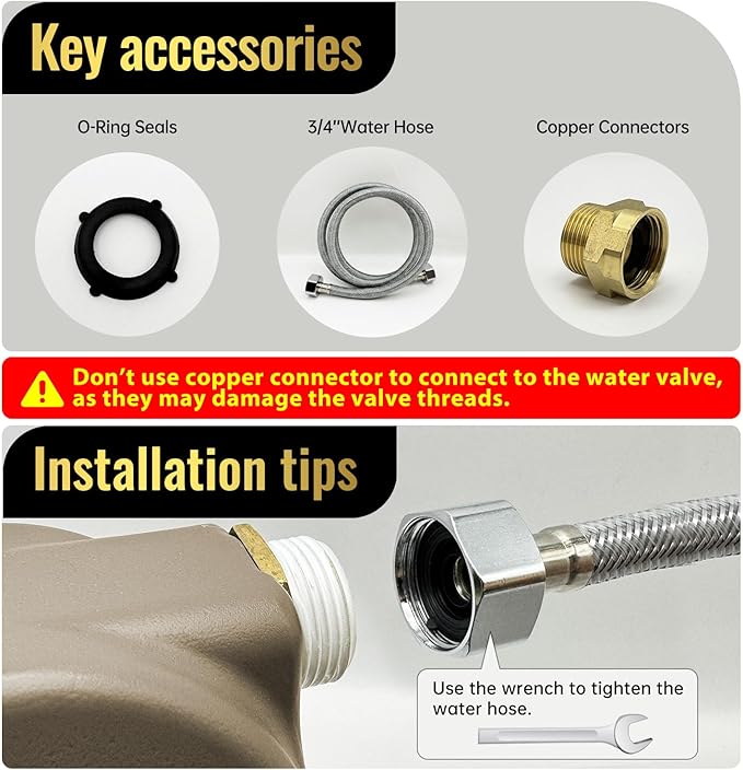 135OZ Automatic Water Dispenser for Dogs Patented Automatic Dog Water Bowl Fit 3/4'' GHT Male Faucet Outdoor Large Dog Water Bowl Include Water Hose Copper Connector Large Drinking Area Brown