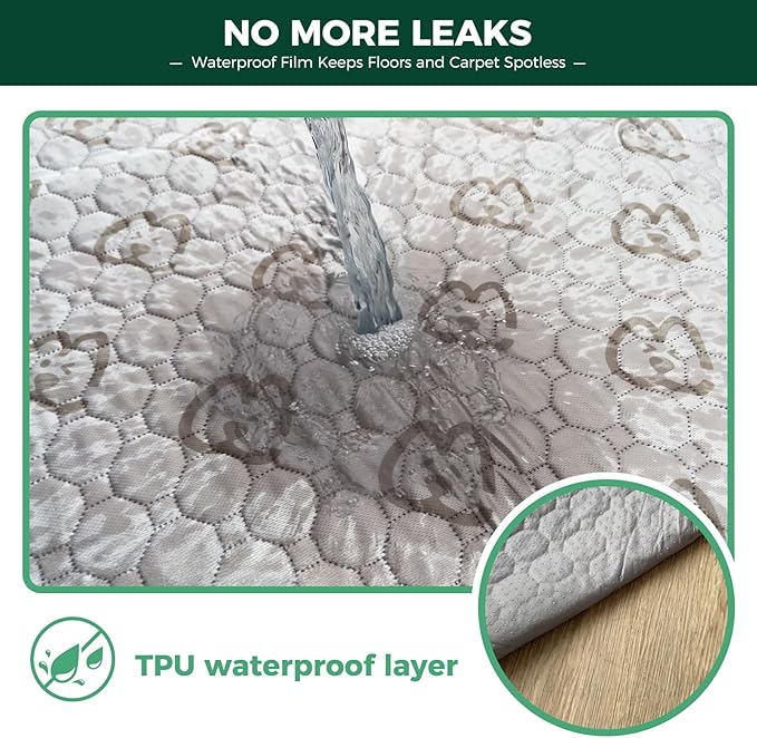 FXW Washable Pee Pads for Dogs, Puppy Pads with Super Absorbent, Specifically Designed for FXW Rollick/Homeplus 24inch 6 Panels Dog Playpen, 63" × 39" Rectangle, Green, 1 Pack