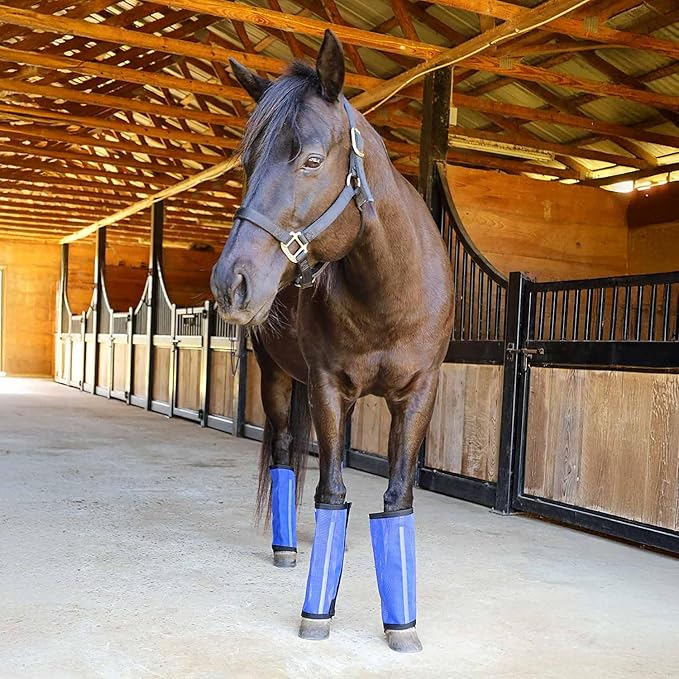 Jeffers Romper Stomper Fly Boots for Horses - Grey, Large – Breathable Mesh Leg Wraps for Insect Protection, Stable Accessories for Summer Turnout, Ride Gear, Horse Hoof & Leg Care - 4 Pack