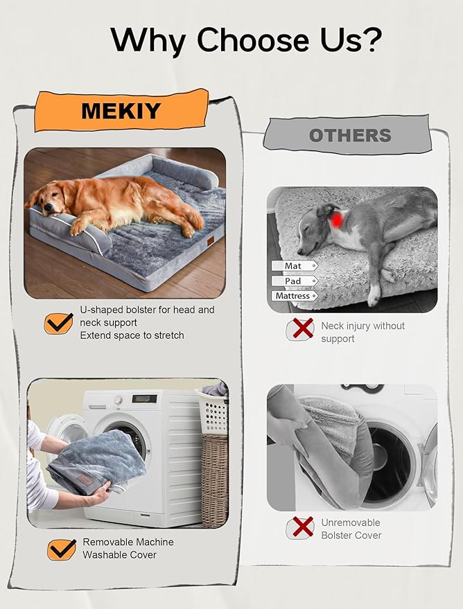 Extra Large Dog Bed Orthopedic Waterproof: Memory Foam Dog Bed for XL XLarge Extra Big Dogs - Couch Sofa - Washable with Removable Cover