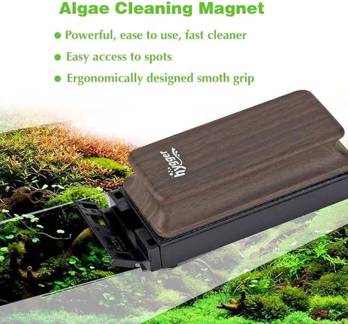 hygger Aquarium Strong Magnetic Cleaner Algae Magnet Cleaning Tool with Scraper Floating Brush for Fish Glass Tank M