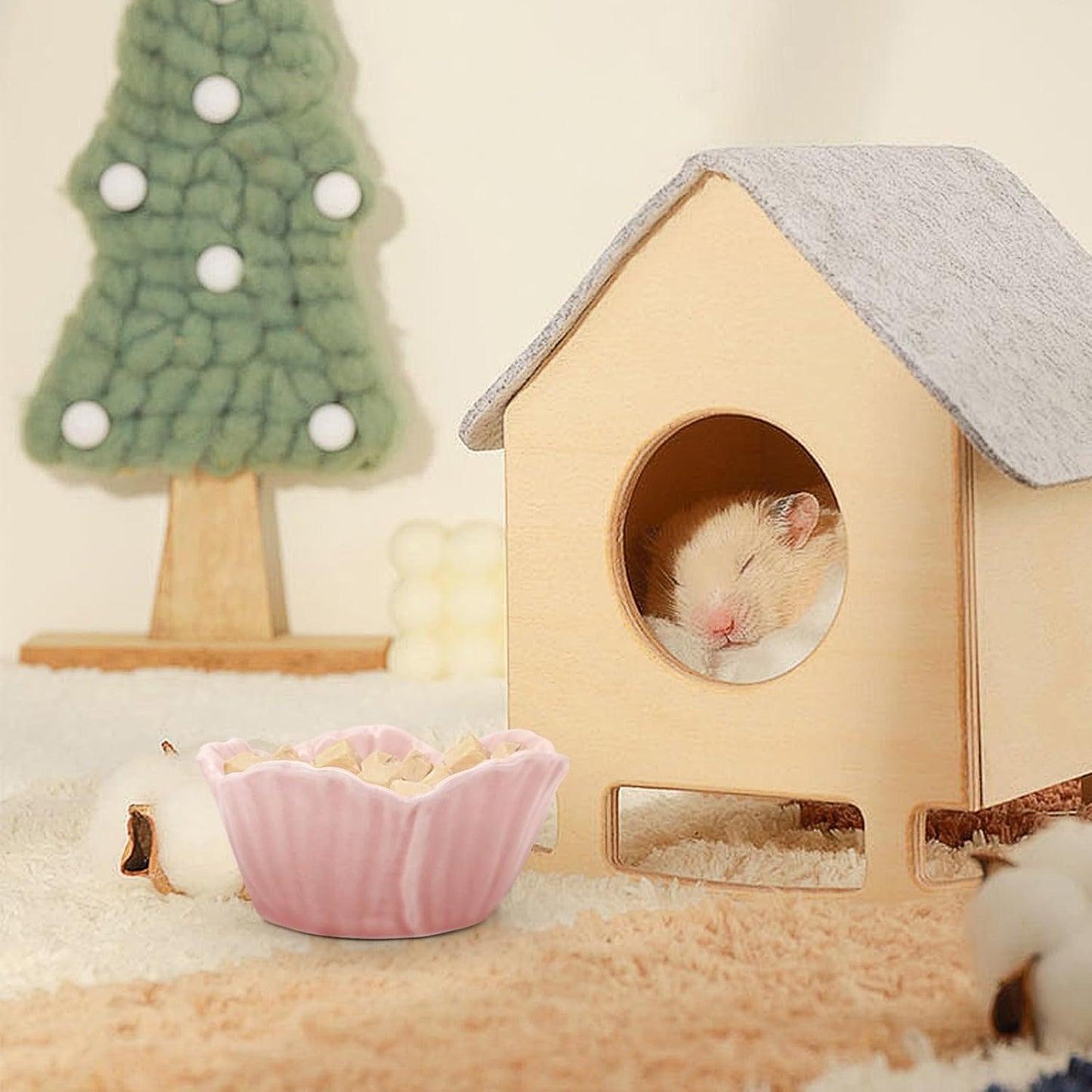 Small Ceramic Pet Hamster Bowl, Easy to Clean Anti Fliters Food and Water Bowl, Small Animal Bowls for Dwarf Hamster, Parrots (Pink, s) pping Hams