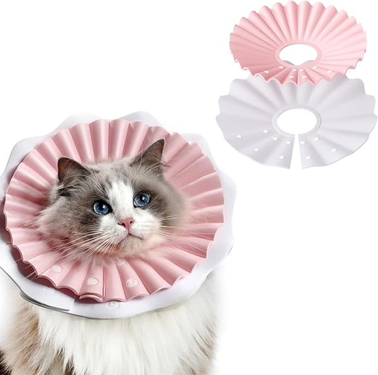 Soft Cat Cone Collar for Cats– Adjustable Lightweight Recovery E-Collar to Stop Licking, Scratching & Biting After Surgery, Comfortable Wound Healing Cone Alternative (Pink, L)
