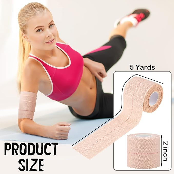 Nuanchu 16 Rolls Elastic Adhesive Bandage Tape Self Adherent Cohesive Flexible Stretch Elastic Athletic Tape for Sports Ankle Knee and Wrist, Vet Wrap for Horses Pets Cats Dogs(2 Inch x 5 Yard)