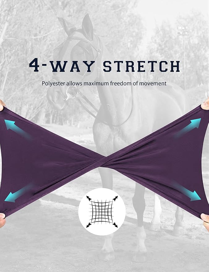 Horse Fly Mask with Ears, UV Protection for Horses, Elasticity with Big Mesh Eye Covers, Snug Fitting Comfortable Breathable Lightweight for Horses Deep Purple Cob