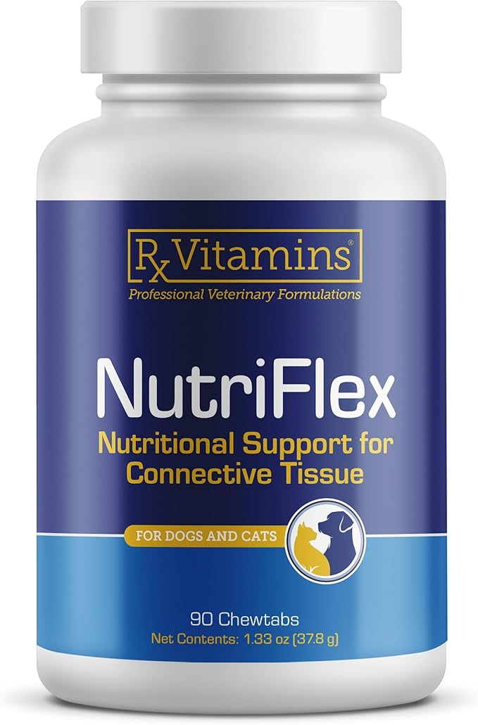 Rx Vitamins NutriFlex for Cats & Dogs - Glucosamine for Dogs Hip and Joint Supplement - with Bovine Collagen and Chondroitin - Joint Pain Relief & Anti Inflammatory for Dogs - Beef Liver (90 Chews)