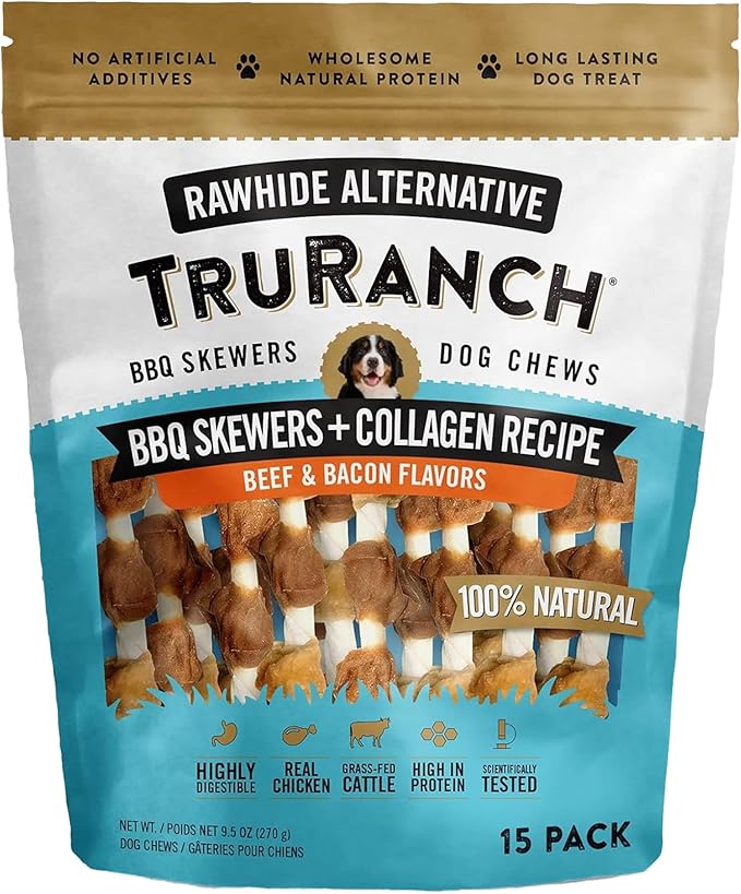 5" BBQ Collagen Skewers - Collagen Dog Chews - Long Lasting Healthy Joint Support Dog Treat - Rawhide Alternative - Skin & Coat Health, 1 Bag, 15 Count