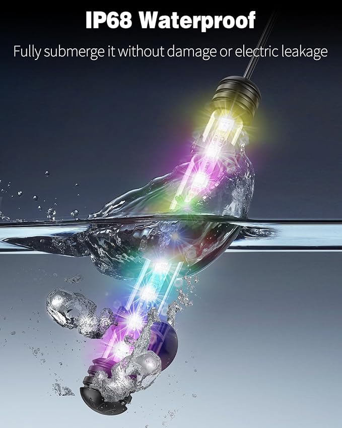 Pawfly 1.8 W Aquarium LED Light 7.5 Inch Underwater Fish Tank Light with Timer Auto On/Off Fish Tank Background Light with 8 Lighting Modes Submersible Multi-Colored Tube Light for Decoration