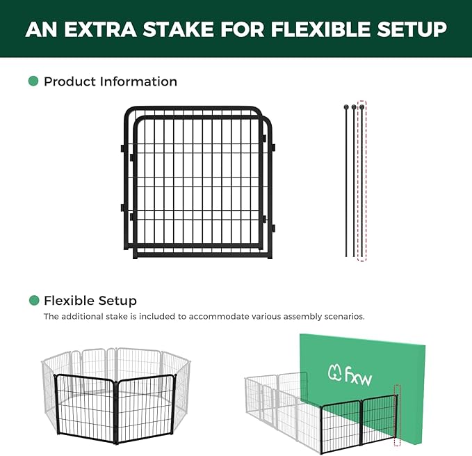 FXW Homeplus Unleashed Indoor Dog Playpen - Stress-Free and Safe Play, Heavy Duty 24 Inch 2 Wire Panels Dog Pen for Puppy and Small Dogs, Black│Patented