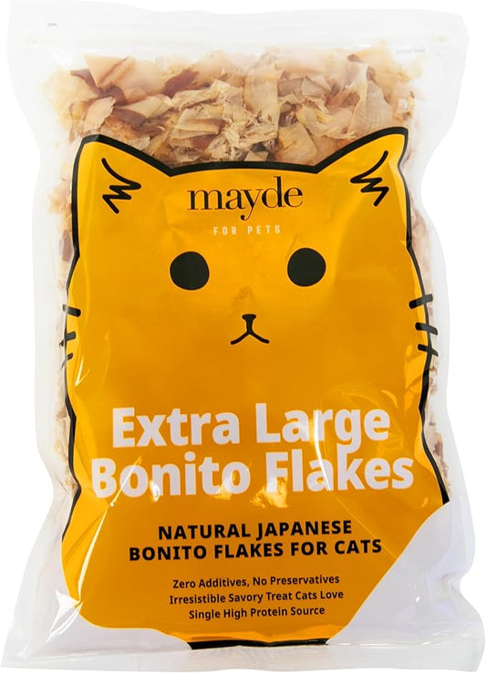 Mayde Bonito Flakes for Cats & Dogs, All-Natural High-Protein Treats, Extra Large 4oz Bag