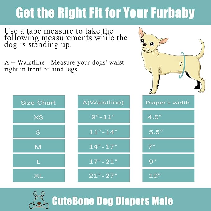 CuteBone Dog Belly Bands for Male Dogs Wraps Washable Doggie Diapers DM06S