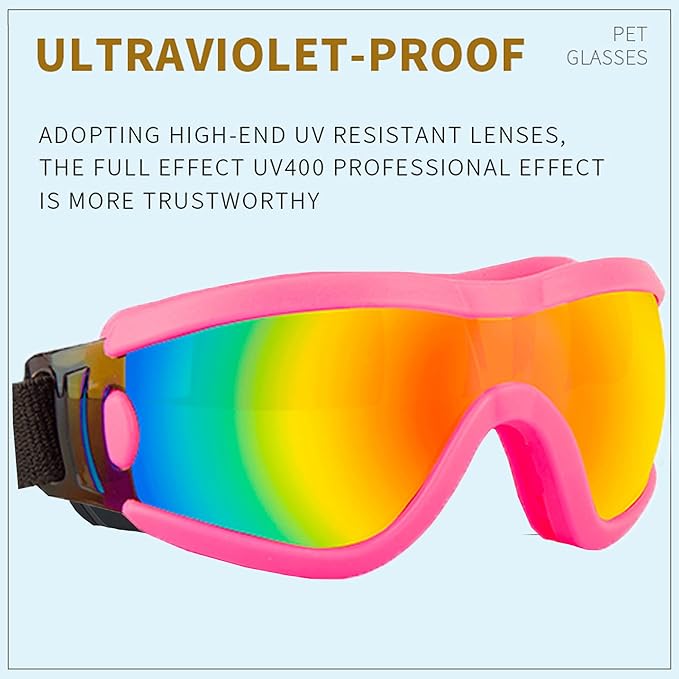 Small Dog Sunglasses with Adjustable Strap UV Protection, Winproof Puppy Sunglasses, Suitable for Dogs Eyes Protection，Soft Dog Goggles