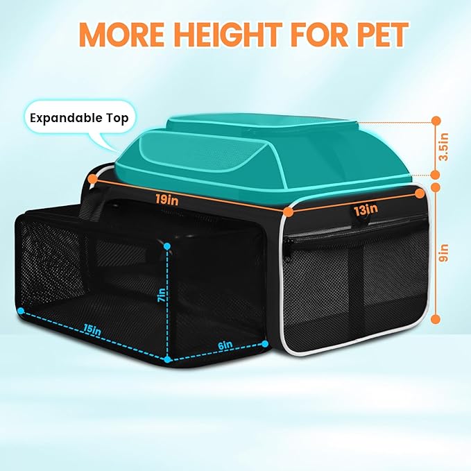 Petskd Top and Side Expandable Pet Carrier 19x13x9 Inches Southwest Allegiant Airlines Approved, Soft-Sided Carrier for Small Dog Under 12 lbs and Large Cat Under 15 lbs(Black)