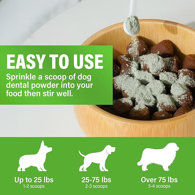 Dog Dental Powder, Dog Breath Fresh Powder, Teeth Cleaning, Reduce Bad Breath & Plaque, Suitable for Dogs and Cat (100g)
