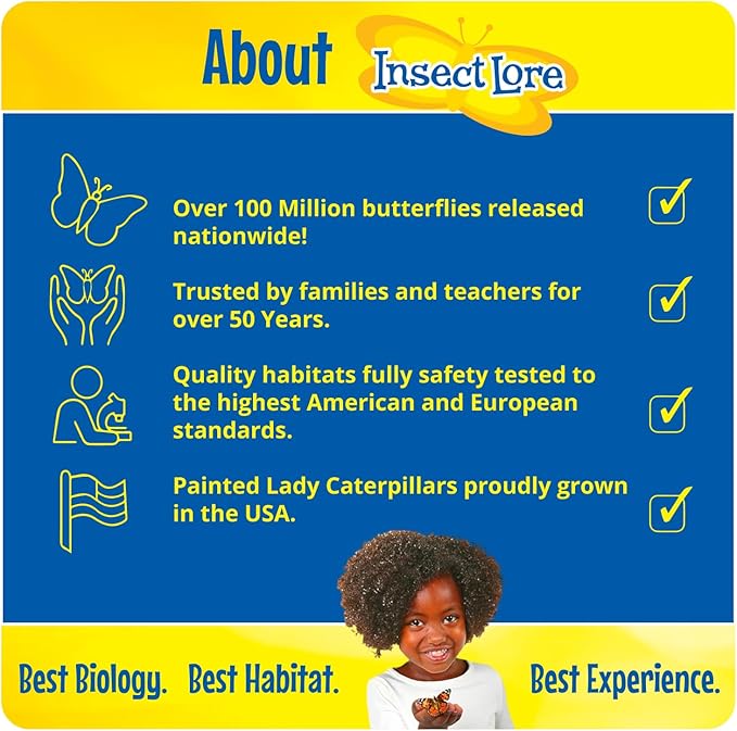 Insect Lore Butterfly Garden with Giant Birthday Card | 5 Live Baby Caterpillars | STEM Journal, Habitat, Chrys-A-Lid, Feeder | Raise and Release Painted Lady Butterflies