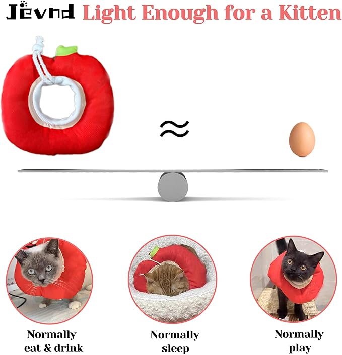 Kitten Cones After Surgery 0-6 Months, Donut Extra Small Kittern Cone Collar Soft to Stop Licking Neck, Elizabethan e Collar for Recovery (S for Kitten [Neck: Up to 7.5"] - Apple)