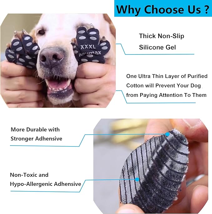 Dog Anti Slip Paw Grips Traction Pads,Dog Feet Stickers with Stronger Self-Adhesive Paw Pad Provide Traction for Senior, Injured Dogs,12 Sets (48 pcs) S Black