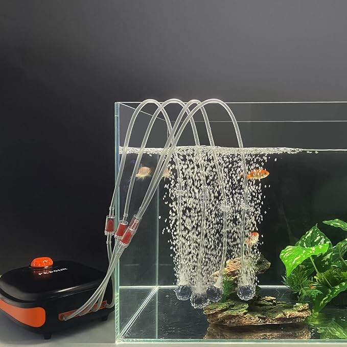 FEDOUR 4W/5W/8W Aquarium Corded Electric Air Pump, 96GPH/160GPH/256GPH Dual Outlets 4 Outlets Oxygen Pump, Ultra Quiet Aquarium Bubbler for up to 300 Gallon Fish and Turtle Tank