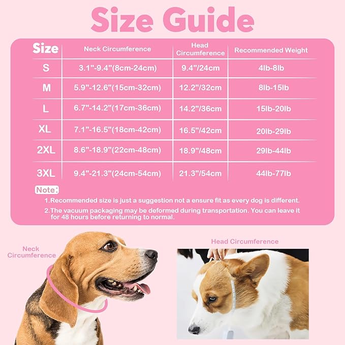 IDOMIK Dog Recovery Collar, Waterproof Soft Dog Cone After Surgery, Comfy Protective Elizabethan Collar Alternative for Dogs Cats, Adjustable Pet Neck Donut Cone Anti-Licking Biting Wounds,Rose,2XL