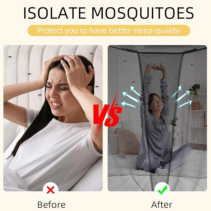 4 Corners Mosquito Net for Mosquiteros para Camas Bed Canopies Netting Bed Drapes Rectangular Mosquito Mesh for Camping Home Outdoor Travel(Black,L79 X W47 X H59 Inch,Opening)