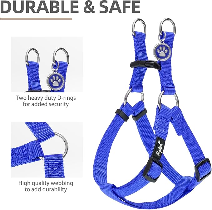 PUPTECK No Pull Dog Harness Soft Adjustable Basic Nylon Step in Puppy Vest Outdoor Walking with ID Tag Medium