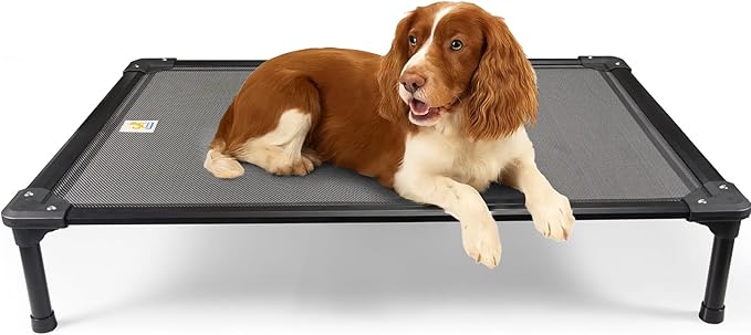 Sytopia 42'' Outdoor Elevated Dog Bed for Large Dogs, Chew-Proof Pet Camping Raised Cot with Breathable Mesh - Durable Frame, Cooling Hammock Bed, Non-Slip Feet, Waterproof, Easy Clean
