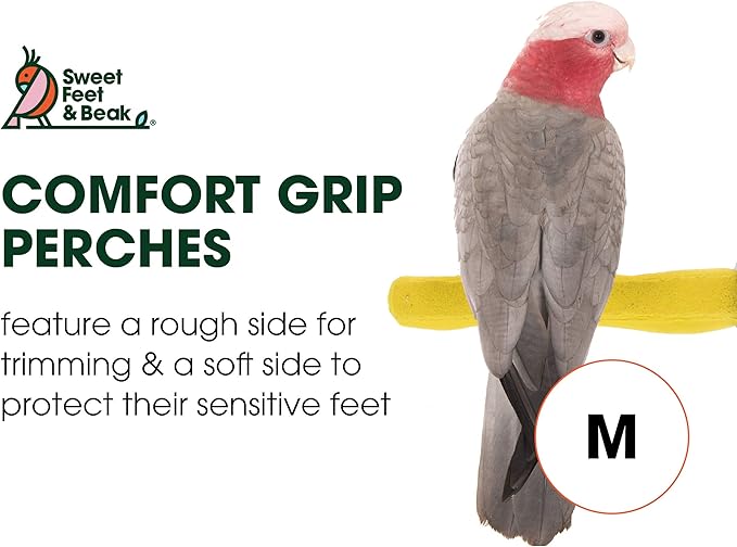 Comfort Grip Safety Perch for Bird Cages - Pedicure Perch for Birds to Keep Nails and Beaks in Top Condition - Safe Easy to Install Bird Cage Accessories - M 8.5"